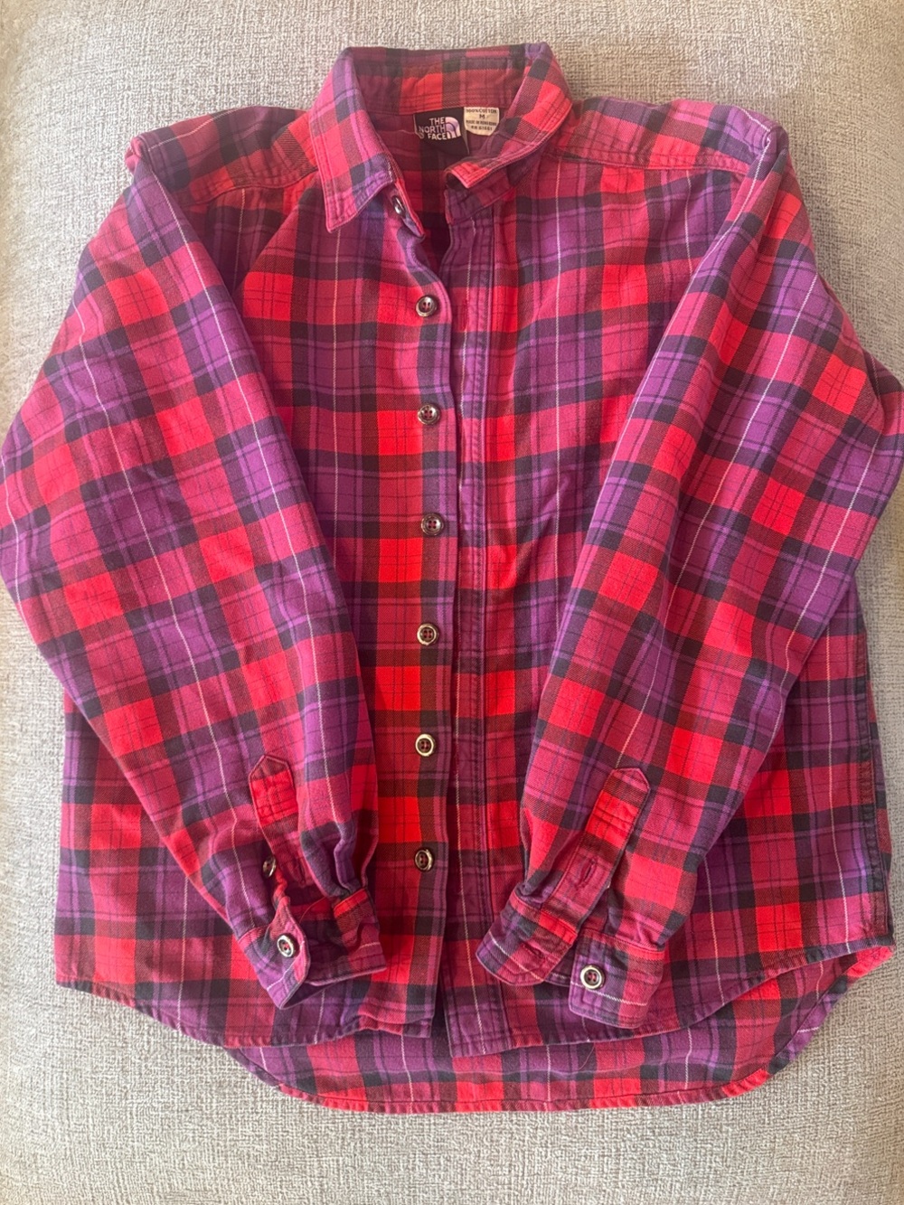 The North Face Women’s Red and Purple Plaid Button-Down Shirt